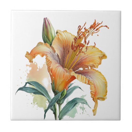 Beautiful Lily Vintage Botanical Ceramic Tile