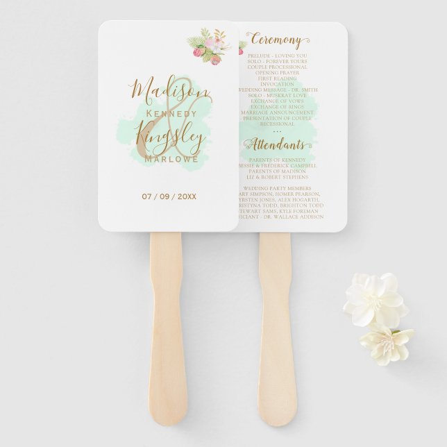 Beautiful Lime Green 💚 Botanic Boho Wedding Hand Fan (Front and Back)