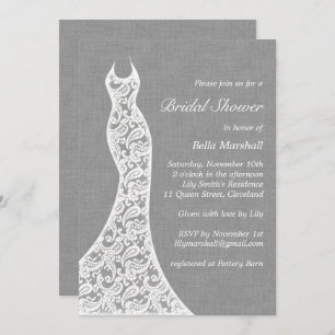 Beautiful Linen Bridal Shower Invitation
