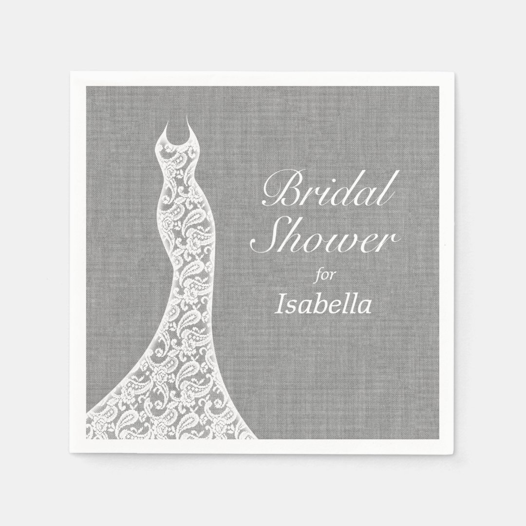Beautiful Linen Bridal Shower Napkin Zazzle