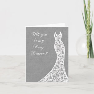 Beautiful Linen Will you be my Ring Bearer Card