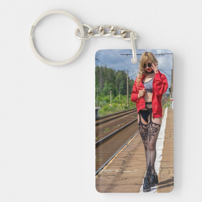 Beautiful Lingerie Model Photo KeyChain (Front)