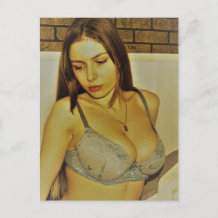 Beautiful lingerie model vintage photo postcard