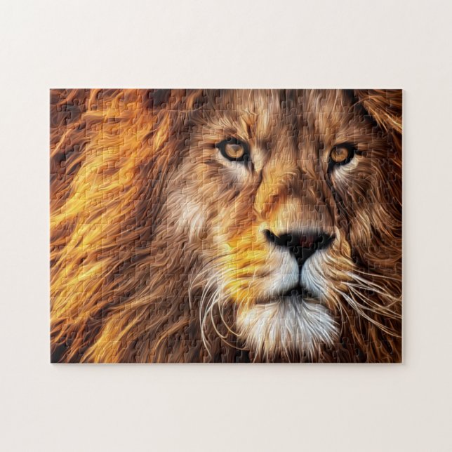 Beautiful Lion Face Closeup Painting Jigsaw Puzzle (Horizontal)
