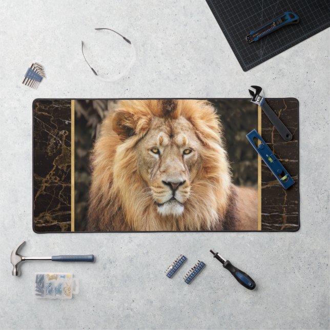 Beautiful Lion Face Photo Desk Mat (Workstation)