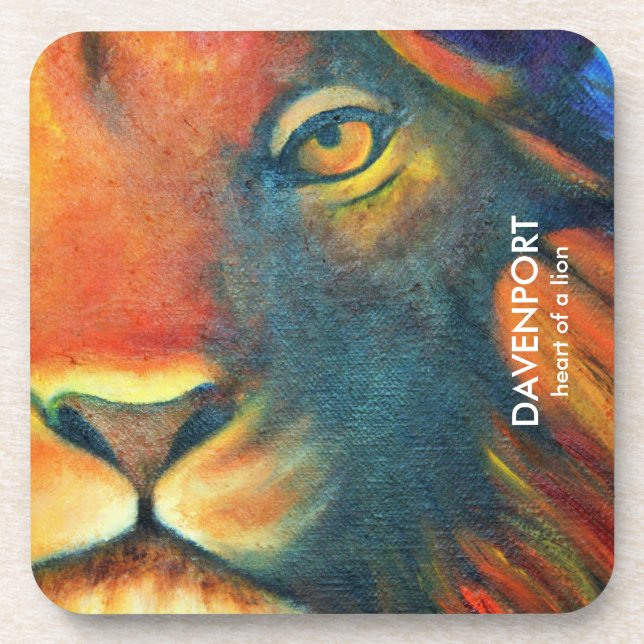 Beautiful Lion Face Portrait Regal and Proud Beverage Coaster (Front)