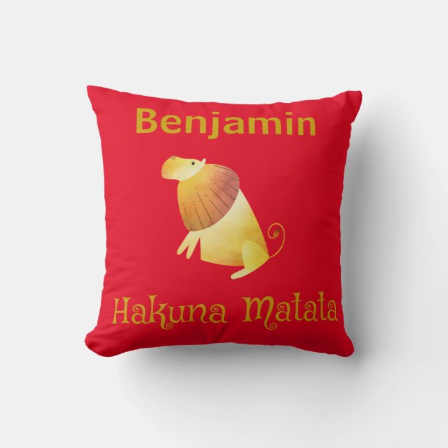 Beautiful Lion Hakuna Matata Throw Pillow (Front)