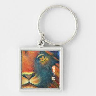 Beautiful Lion Head Portrait Regal and Proud Keychain