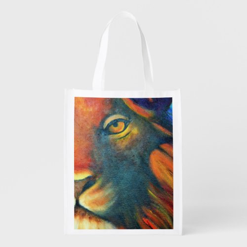Beautiful Lion Head Portrait Regal and Proud Reusable Grocery Bag