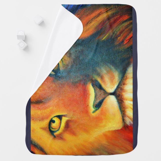 Beautiful Lion Head Portrait Regal and Proud Swaddle Blanket (In Situ)