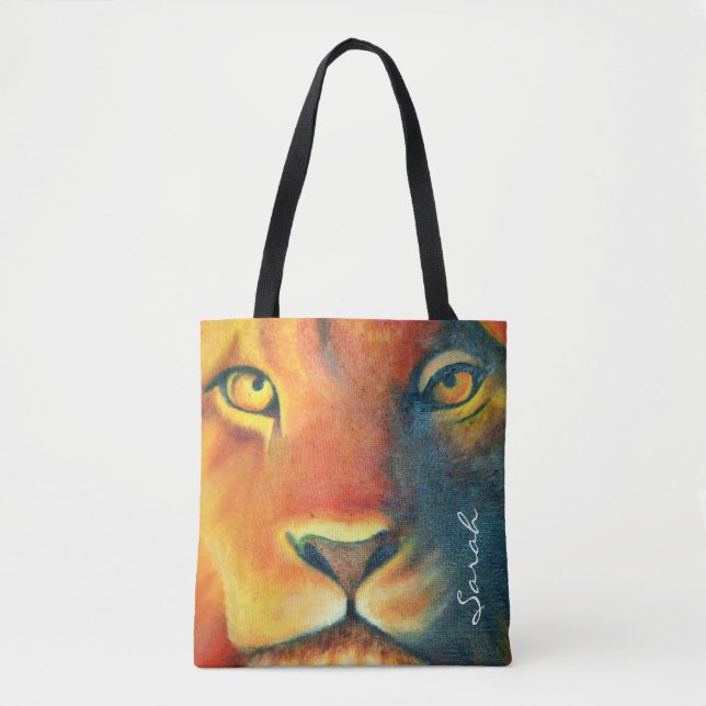 Beautiful Lion Head Portrait Regal and Proud Tote Bag (Front)