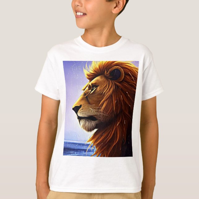 Beautiful Lion Portrait at Sea Personalized Kid  T-Shirt (Front)