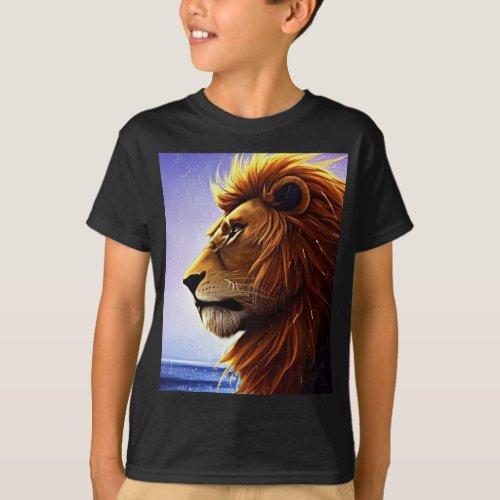 Beautiful Lion Portrait at Sea Personalized Kid  T_Shirt