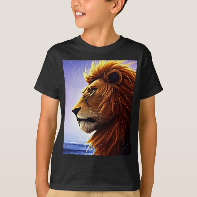 Beautiful Lion Portrait at Sea Personalized Kid  T-Shirt (Front)