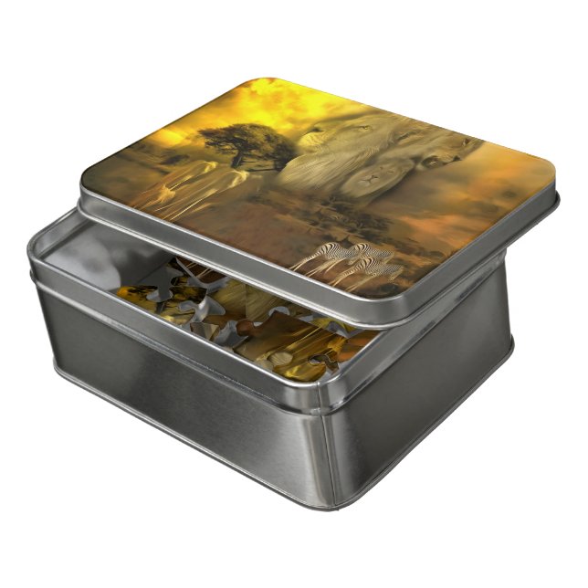 Beautiful Lion Safari Jigsaw Puzzle (Lid Open)