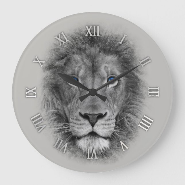 Beautiful Lion with blue Eyes Wall Clock (Front)