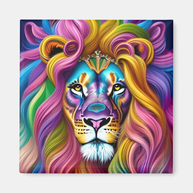 Beautiful Lion with Colorful Main  Magnet (Front)