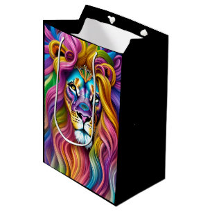 Beautiful Lion with Colorful Main Medium Gift Bag