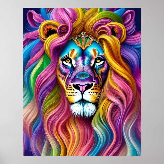 Beautiful Lion with Colorful Main Poster (Front)