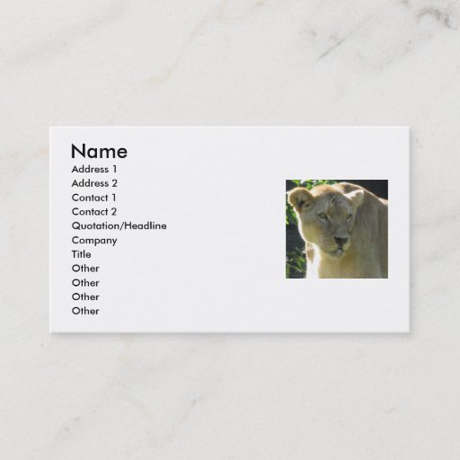 Customizable Beautiful Lioness Business Card
