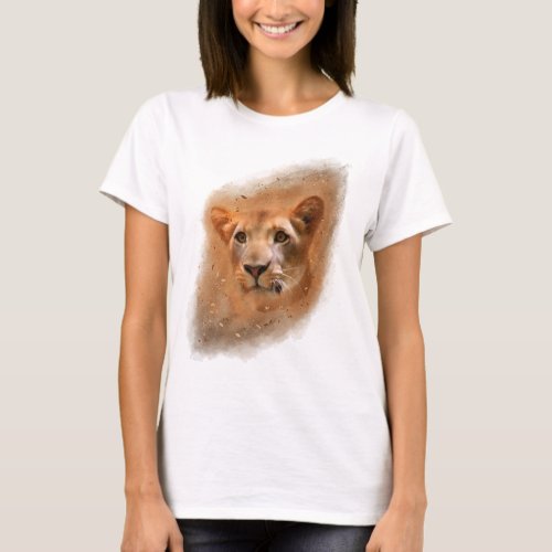 Beautiful Lioness Watercolor Painting T_Shirt