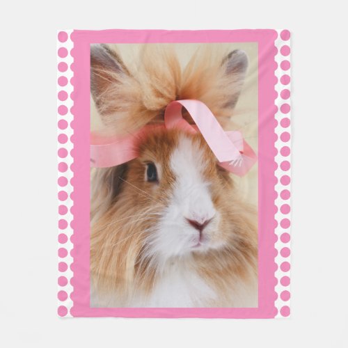 Beautiful Lionhead Dwarf Bunny Rabbit Fleece Blanket