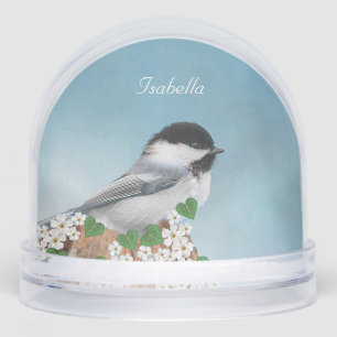 Beautiful Little Bird & Flowers Personalized Snow Globe