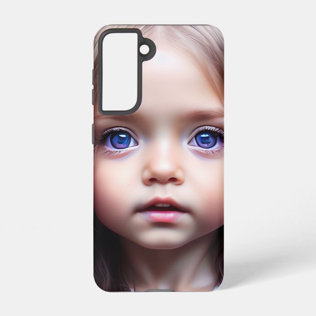 BEAUTIFUL LITTLE GIRL BIG EYES PAINTING  SAMSUNG GALAXY CASE (Back)