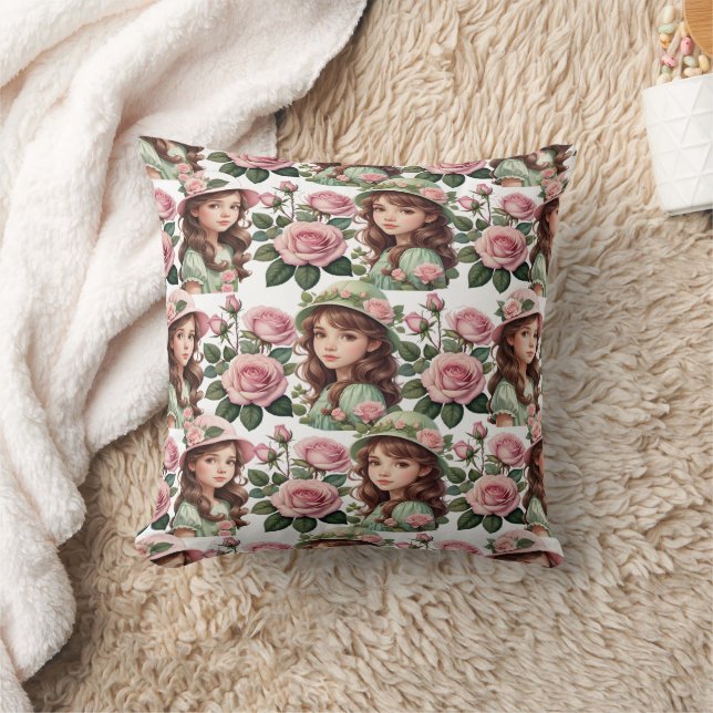 Beautiful little girl throw pillow (Blanket)
