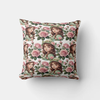 Beautiful little girl throw pillow