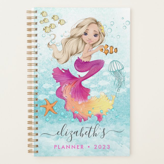Beautiful Little Mermaid Spiral Photo Planner (Front)