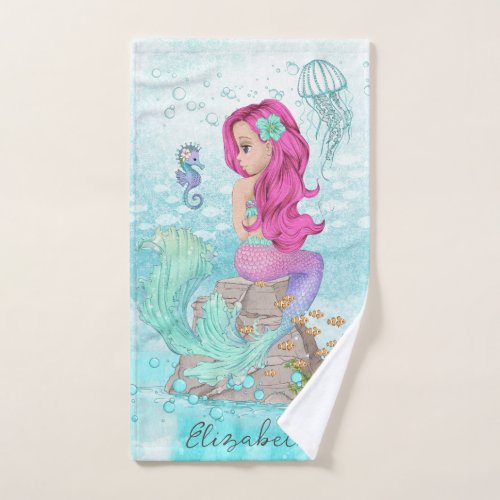 Beautiful Little Mermaids Watercolor Bath Towel Set