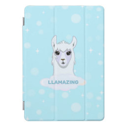 Beautiful Llama on Light Blue iPad Pro Cover