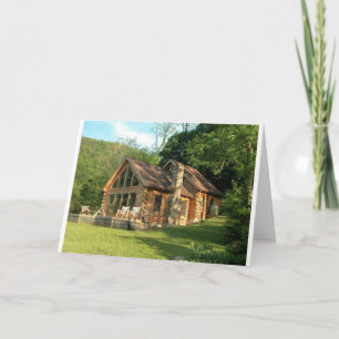 BEAUTIFUL LOG CABIN "NEW HOME" CONGRATULATIONS CAR CARD