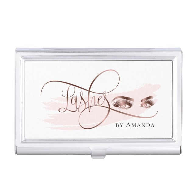 Beautiful long eyelashes brows microblading business card case (Front)