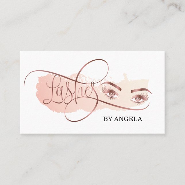 Beautiful long eyelashes Rose gold makeup artist Business Card (Front)