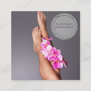 Beautiful long female legs flower beauty treatment square business card