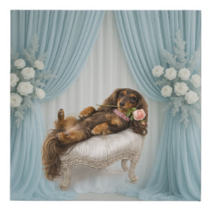 Beautiful Long Hair Dachshund Canvas Wall Art