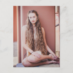 Beautiful long haired natural beauty postcard