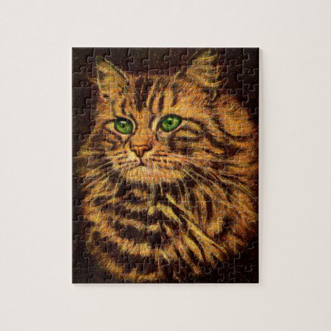 beautiful long-haired tabby cat jigsaw puzzle (Vertical)