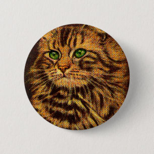 beautiful long-haired tabby cat pinback button