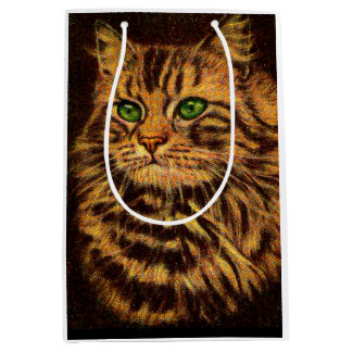 beautiful long-haired tabby cat print medium gift bag