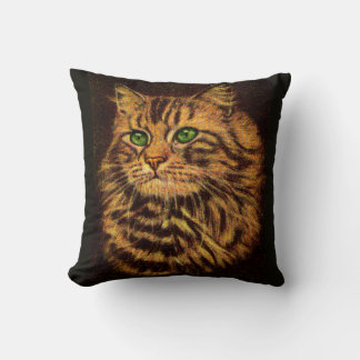 beautiful long-haired tabby cat print throw pillow