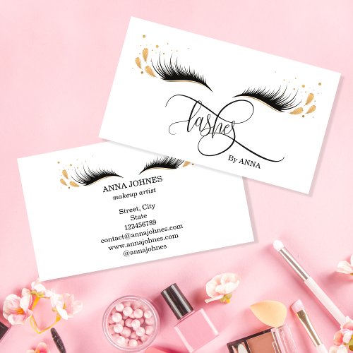 Beautiful Long Lash Extension Makeup Feather Business Card