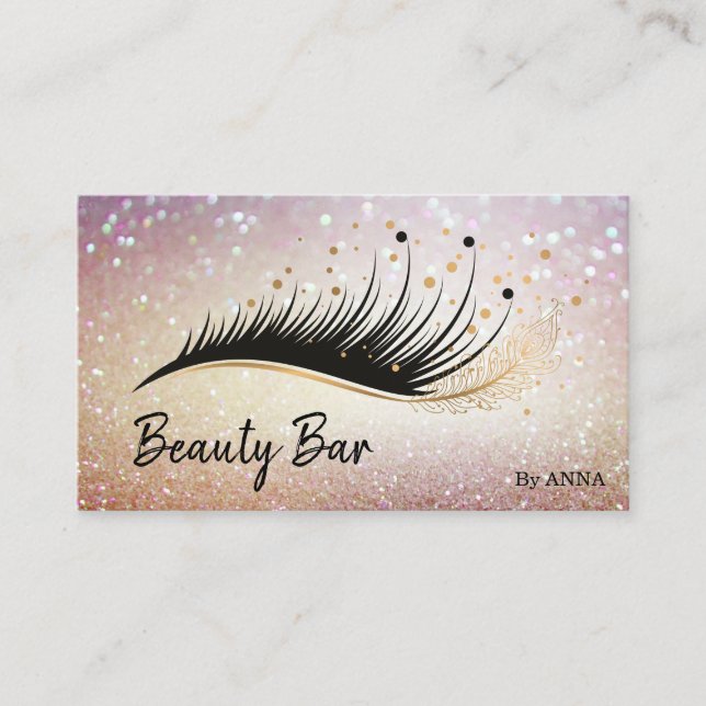 beautiful Long Lash Extension Makeup Feather Business Card (Front)