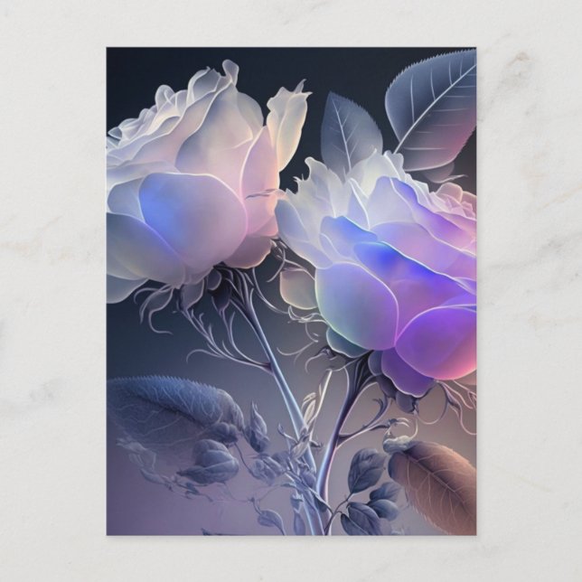 Beautiful Long Stem Iridescent Roses Postcard (Front)
