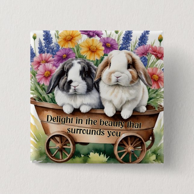 Beautiful Lop Bunny Rabbit Pretty Button (Front)