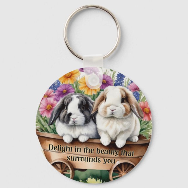 Beautiful Lop Bunny Rabbit Pretty Keychain (Front)