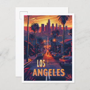 Beautiful Los Angeles USA Illustration Travel Postcard