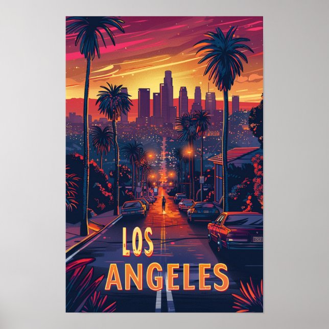 Beautiful Los Angeles USA  Illustration Travel Poster (Front)